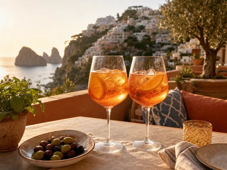 Aperol Spritz en una terraza mediterránea